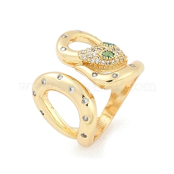 Brass Micro Pave Clear Cubic Zirconia Cuff Rings for Women Men&nbsp;RJEW-Z080-03G