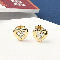Brass Micro Pave Clear Cubic Zirconia Stud Earrings&nbsp;EJEW-D323-04G