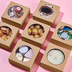 Square Foldable Creative Kraft Paper Box&nbsp;CON-WH0081-33