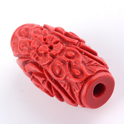 Carved Cinnabar Beads&nbsp;CARL-Q004-76B