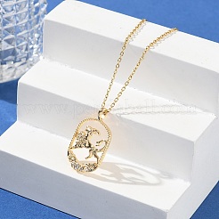 Brass Clear Cubic Zirconia Pendant Necklaces for Women&nbsp;NJEW-B121-01G-04