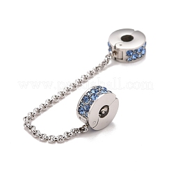 304 Stainless Steel Flat Round Safety Chain Clip Lock Stopper Charms&nbsp;STAS-C047-08P