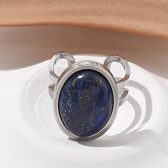 Oval Natural Lapis Lazuli Finger Rings&nbsp;RJEW-M062-02P-01