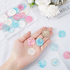 40Pcs 4 Colors AB Color Plated Natural Capiz Shell Pendants&nbsp;SSHEL-SC0001-21