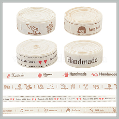 4 Rolls 4 Styles Cotton Handmade Printed Ribbon&nbsp;OCOR-NB0002-08