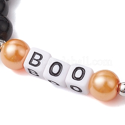 3Pcs 3 Styles Halloween Themed 8mm Round Glass Pearl Beaded Stretch Bracelet Sets&nbsp;BJEW-JB10849