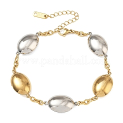 Two Tone Oval 304 Stainless Steel Link Bracelets for Women&nbsp;BJEW-A169-12GP