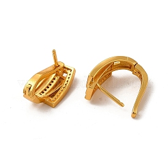 Clear Cubic Zirconia Interlocking Rectangle Hoop Earrings&nbsp;EJEW-P221-20G