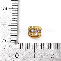 Column Rack Plating Brass Cubic Zirconia European Beads&nbsp;KK-L236-08G