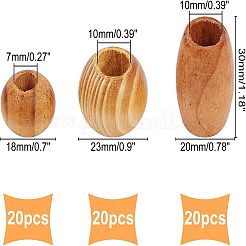60Pcs 3 Style Wooden Beads&nbsp;WOOD-OC0001-93