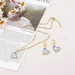 304 Stainless Steel Enamel Stud Earrings & Pendant Necklaces Jewelry Sets&nbsp;SJEW-JS01196-01