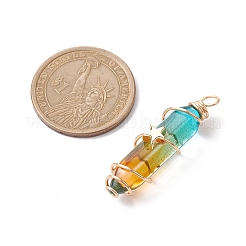 2Pcs 2 Style Two Tone Glass Double Terminated Point Beads Pendants Set&nbsp;PALLOY-JF02538-01