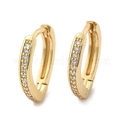 Brass Micro Pave Clear Cubic Zirconia Huggie Hoop Earrings&nbsp;EJEW-A058-26G