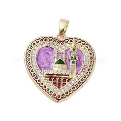 Rack Plating Brass Micro Pave Clear Cubic Zirconia Pendants&nbsp;KK-H474-24A