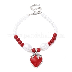 Strawberry Brass Micro Pave Clear Cubic Zirconia Charm Bracelets&nbsp;BJEW-G740-04P