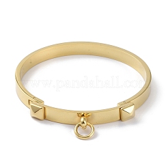 PVD Vacuum Plating Ring with Square 304 Stainless Steel Bangles&nbsp;BJEW-G700-04G