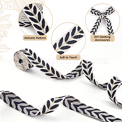 3 Yards Polyester Leaf Jacquard Ribbons&nbsp;SRIB-WH20020-020C