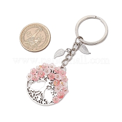 Flat Round with Tree of Life Alloy Keychains&nbsp;KEYC-MZ00039-01