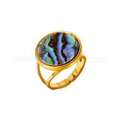 304 Stainless Steel with Natural Shell Cuff Open Rings for Women&nbsp;GL7761-4