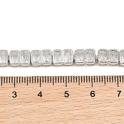 6MM Brass Pave Clear Cubic Zirconia Rectangle Tennis Necklaces&nbsp;KK-CBA4547-12P