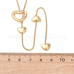 304 Stainless Steel Heart Y Tassel Lariat Necklaces for Women&nbsp;NJEW-F378-04G