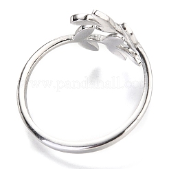 Non-Tarnish 304 Stainless Steel Leaf Cuff Rings&nbsp;X-STAS-H142-01P