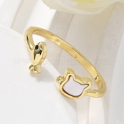 Brass Enamel Cuff Rings for Women&nbsp;RJEW-C126-07G