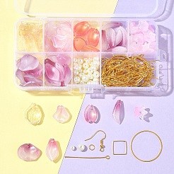 DIY Leaf & Flower Glass Earrings Jewelry Making Kits&nbsp;DIY-FS0007-06