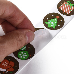 8 Patterns Christmas Round Dot Self Adhesive Paper Stickers Roll&nbsp;DIY-A042-01A