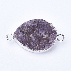 Natural Druzy Quartz Crystal Links connectors&nbsp;G-P252-04