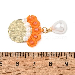 Glass Seed Beaded & ABS Plastic Imitation Pearl & Glass Pendants&nbsp;PALLOY-MZ01380-02