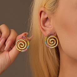 Vortex Spiral 304 Stainless Steel Stud Earrings for Women&nbsp;EJEW-F406-02B-G02