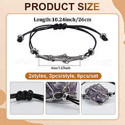 6Pcs 2 Styles Waxed Polyester Cord Bracelets&nbsp;BJEW-AR00001