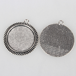 Tibetan Style Alloy Pendant Cabochon Settings&nbsp;TIBEP-N003-59AS