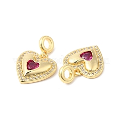 Heart Brass Micro Pave Cubic Zirconia European Dangle Charms&nbsp;OPDL-L023-001G