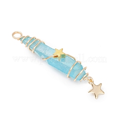 3Pcs 3 Styles Electroplated Natural Quartz Crystal Pointed Copper Wire Wrapped Pendants&nbsp;PALLOY-JF03766-04