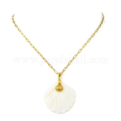2Pcs 2 Styles Natural Shell and 304 Stainless Steel Starfish and Shell Shape Pendant Paperclip Chain Necklaces for Women&nbsp;NJEW-JN06215