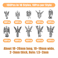 100Pcs 10 Styles Tibetan Style Alloy Pendants&nbsp;FIND-DC0004-24