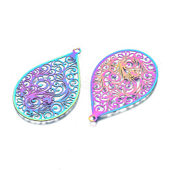 Ion Plating(IP) 201 Stainless Steel Filigree Pendants&nbsp;STAS-T057-57