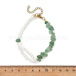 Natural Green Aventurine Chip Beads & Glass Seed Beads Beaded Bracelets for Women&nbsp;BJEW-JB14137-01