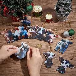 10Pcs 10 Styles Cartoon Cattle Acrylic Pendant Decorations&nbsp;HJEW-OC0001-33