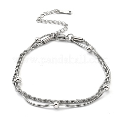 304 Stainless Steel Rope Chain Bracelets&nbsp;BJEW-R003-04P-02