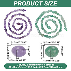 4 Strands 2 Styles Natural Amethyst & Green Aventurine Beads Strands&nbsp;G-GO0001-01