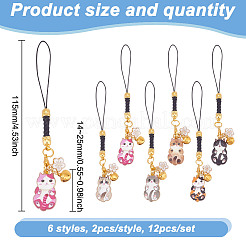 12Pcs 6 Styles Alloy Enmal Pendant Decorations&nbsp;HJEW-GO00018