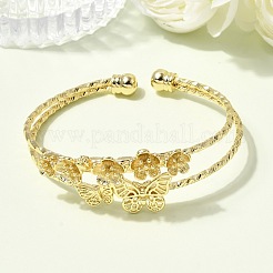 Brass Cuff Bangles&nbsp;BJEW-F526-03G