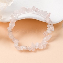 Unisex Chip Natural Rose Quartz Beaded Stretch Bracelets&nbsp;BJEW-S143-25