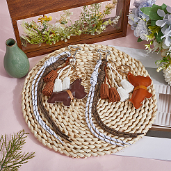 2Pcs Dog Polyester & PU Leather & Faux Suede Tassel Pendant Decorations&nbsp;HJEW-DR00266