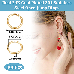 300Pcs 304 Stainless Steel Open Jump Rings&nbsp;STAS-BBC0004-54