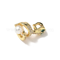 Snake Brass Micro Pave Cubic Zirconia Fold Over Clasps&nbsp;KK-I276-50G