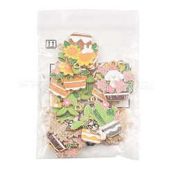 20Pcs 5 Styles Small Potted Plant with Dog Alloy Enamel Pendants&nbsp;ENAM-FS0004-47